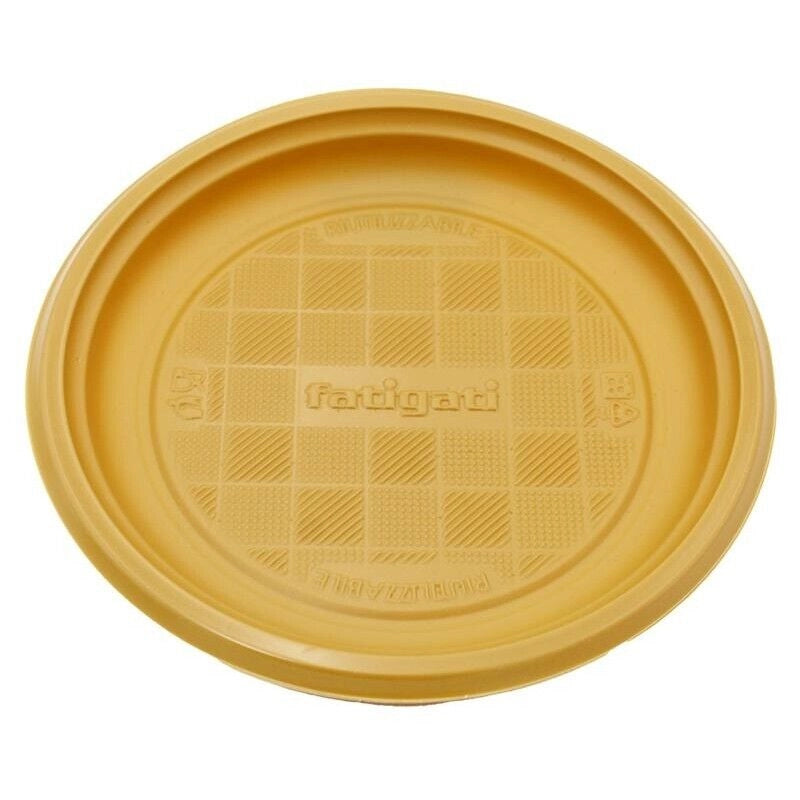 PIATTI PIANI DI PLASTICA SET 25 PZ DA DESSERT  COLORE ORO DA TAVOLA E PER FESTE RIUTILIZZABILI 17 CM