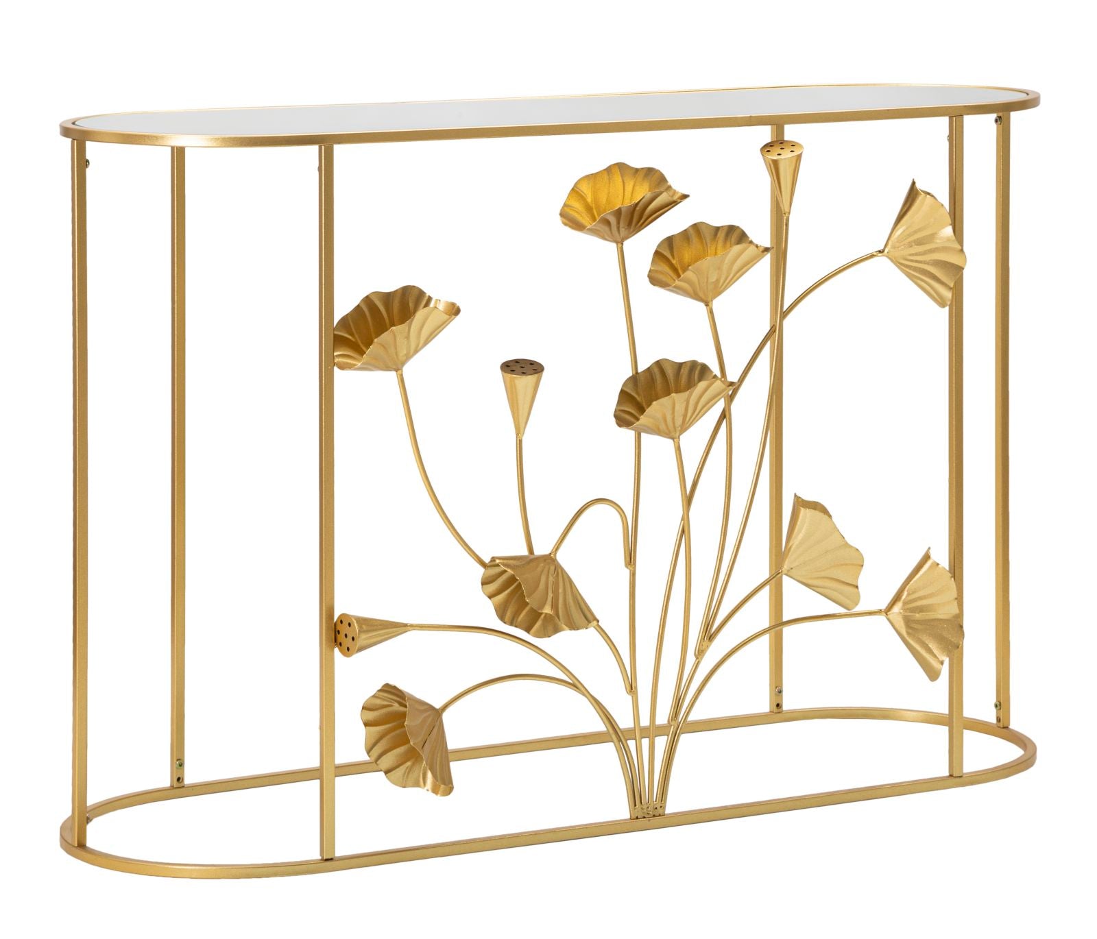 Console Fissa Flow 120x80x40 cm in Ferro e MDF Oro