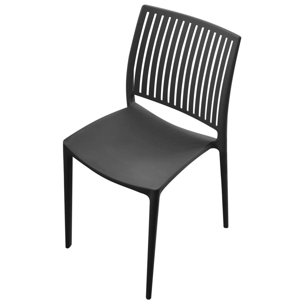 Set di 4 sedie da giardino in plastica sintetica, sedute da esterno impilabili nero