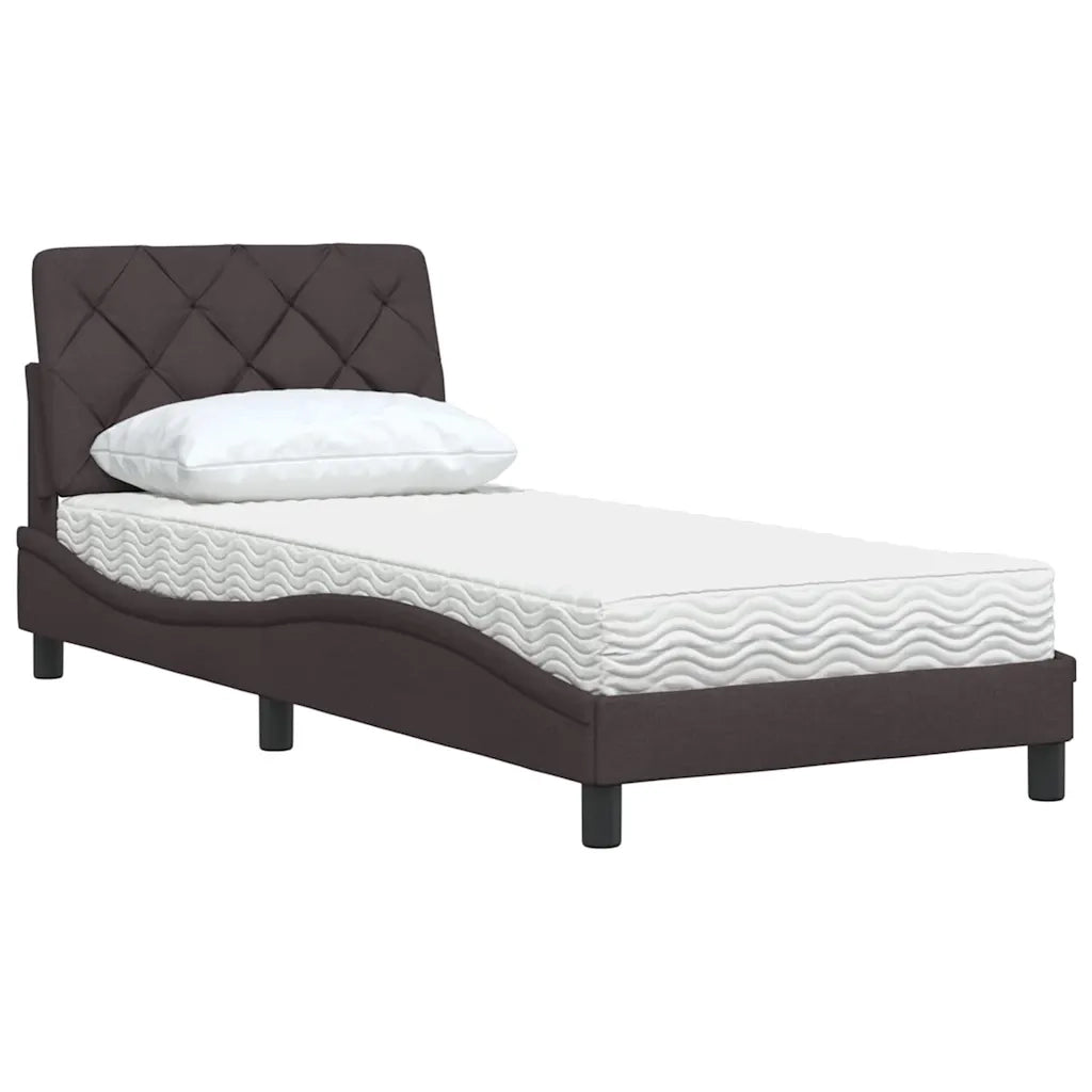 Letto con Materasso Marrone Scuro 90x200 cm in Tessuto 3310716