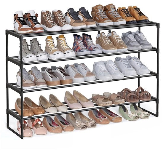Pannelli per scarpe a 4 livelli - contenitore per scarpe - organizzatore per scarpe - contiene 25-30 paia - tubi metallici - connettori in plastica - 30 cm x 117 cm x 75 cm