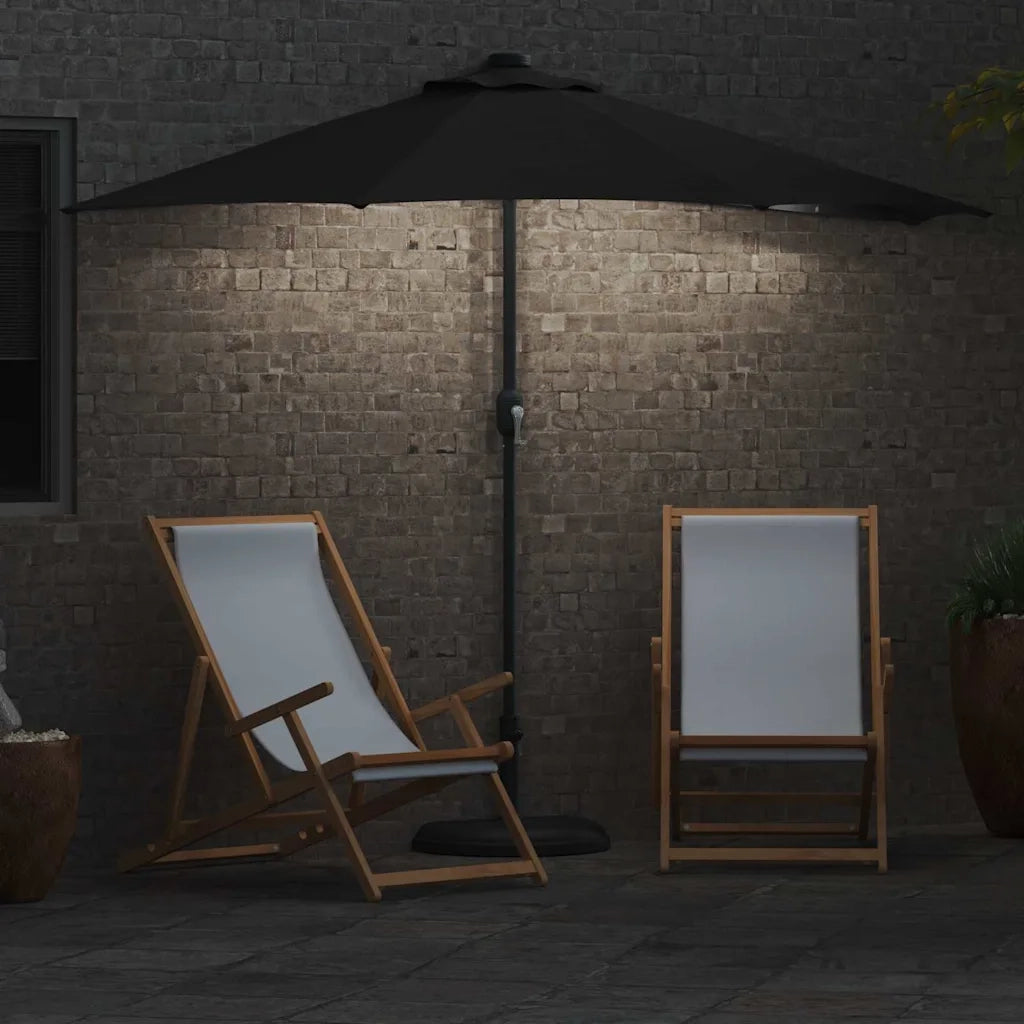 vidaXL Ombrello da giardino Nero 294 x 150 x 224 cm Tessuto
