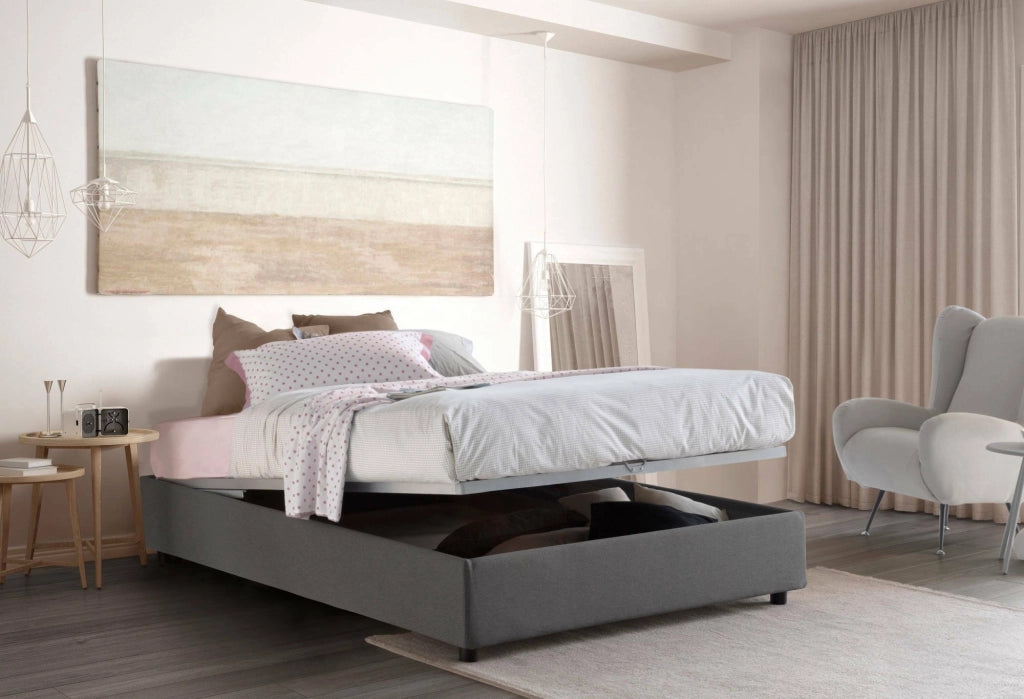 Andla, Letto Piazza e Mezza Sfoderabile Made in Italy, Grigio