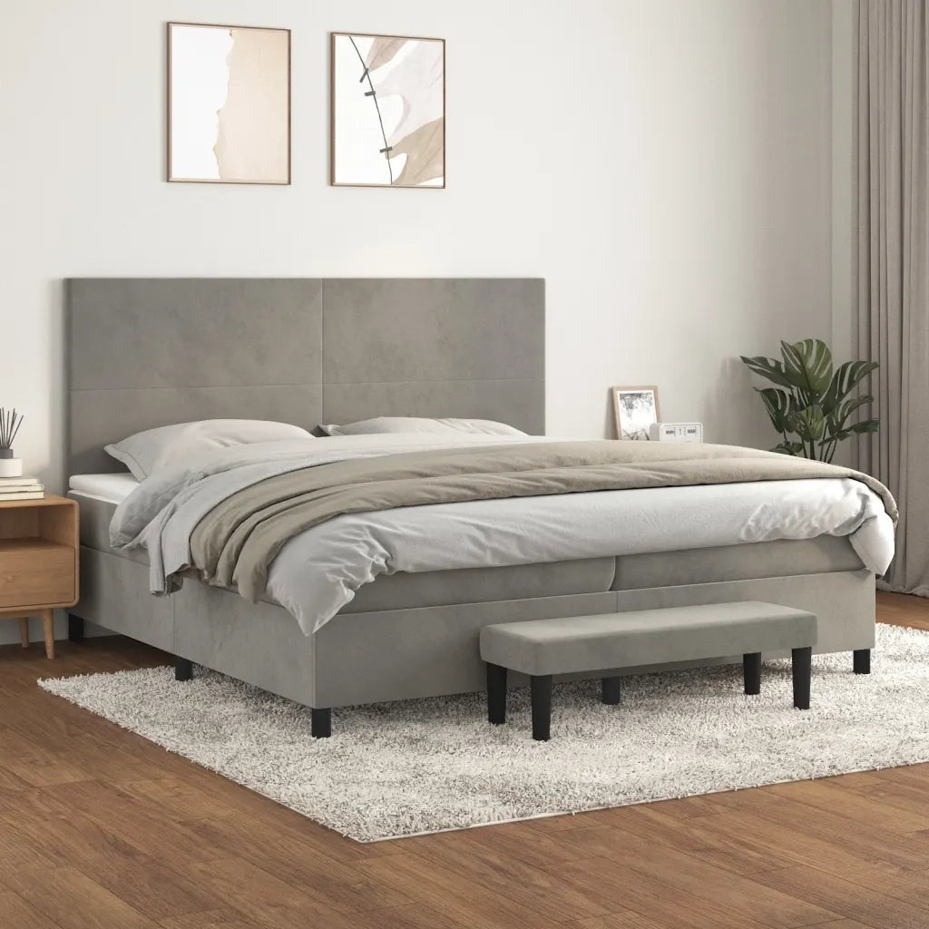 Giroletto a Molle con Materasso Grigio Chiaro 200x200cm Velluto 3137743