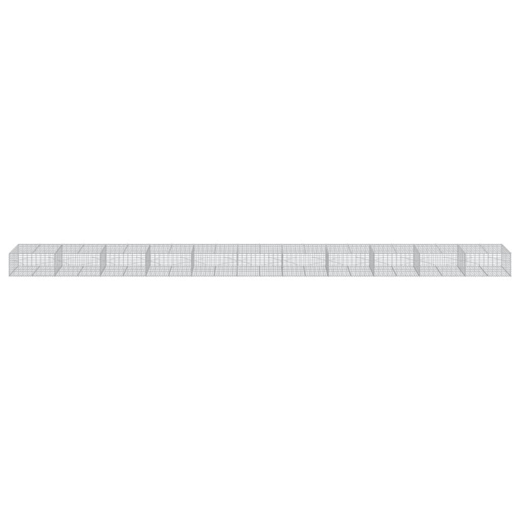 Gabbione recinto a gabbia muro di contenimento con coperchio 1100 x 100 x 50 cm ferro zincato argento 02_0040124