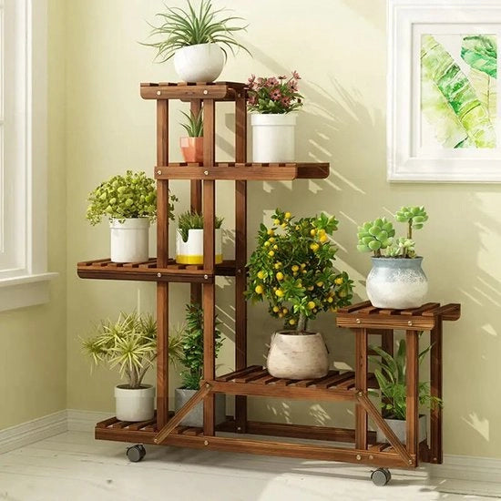 Cassettiere Mobili - 6 Scatole - 95x26x96 cm - Materiale: Legno di Abete - Ruote - Trasportabile - Utilizzabile all'Aperto e all'Interno - Ideale per Ufficio, Salotto e Giardino