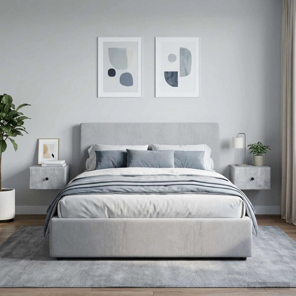 Mobiletto da notte a muro con cassetto 2 pcs Grigio Cemento 899112