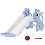 Toboggan per bambini 3 in 1 con canestro ¨C zephmum ¨C 106x51.5x52 cm blu