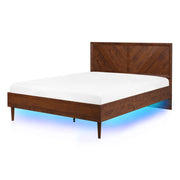 Letto a doghe in legno scuro Illuminazione a LED Multicolore 140 x 200 cm Design moderno rustico