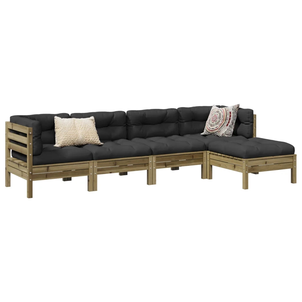 Set Divani da Giardino 5pz con Cuscini Legno Impregnato di Pino 3299395