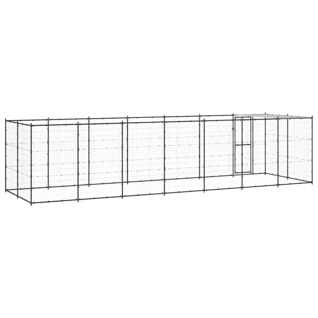 Recinto per animali da esterno per cani in acciaio con tetto 16,94 m² 02_0000393