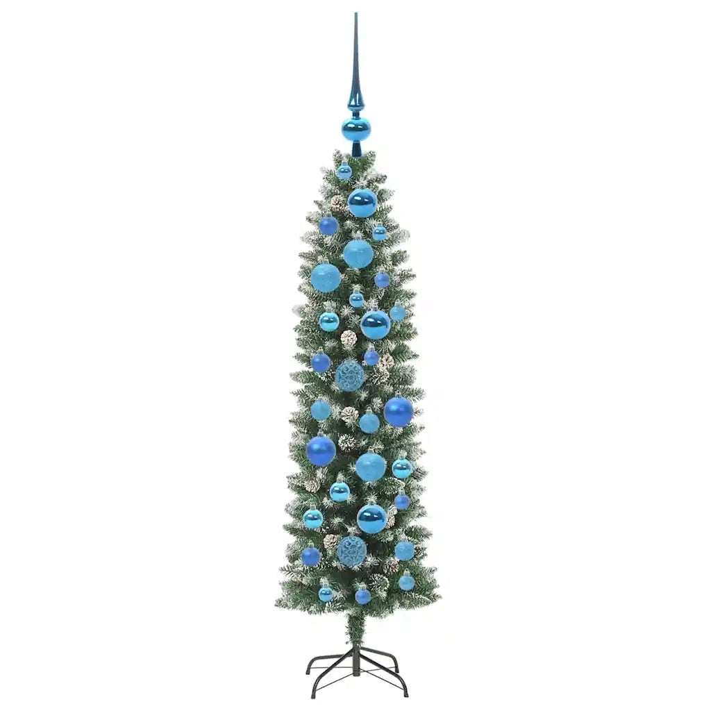 Albero di Natale Artificiale Sottile Verde e Bianco 120 cm 3395276