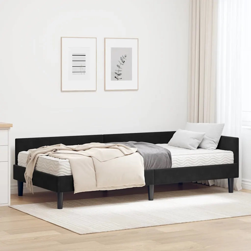 Struttura Letto Angolare con Materasso Altro 2 pcs Nero Velluto