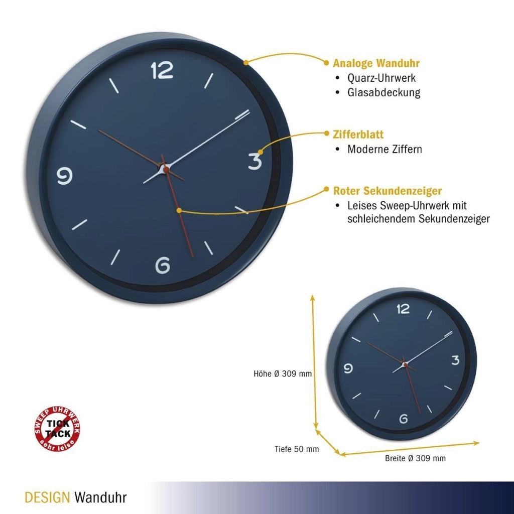 TFA-Dostmann 60.3056.06 wall/table clock Parete Quartz clock Rotondo Blu