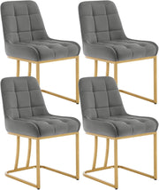 Set di 4 Sedie da Cucina Moderna, Sedie per Sala da Pranzo con Schienale, senza Braccioli, Poltroncine Imbottite Sedie da truccocon Gambe in MetalloDorato, in Velluto EZS32dgr-4 Grigio scuro