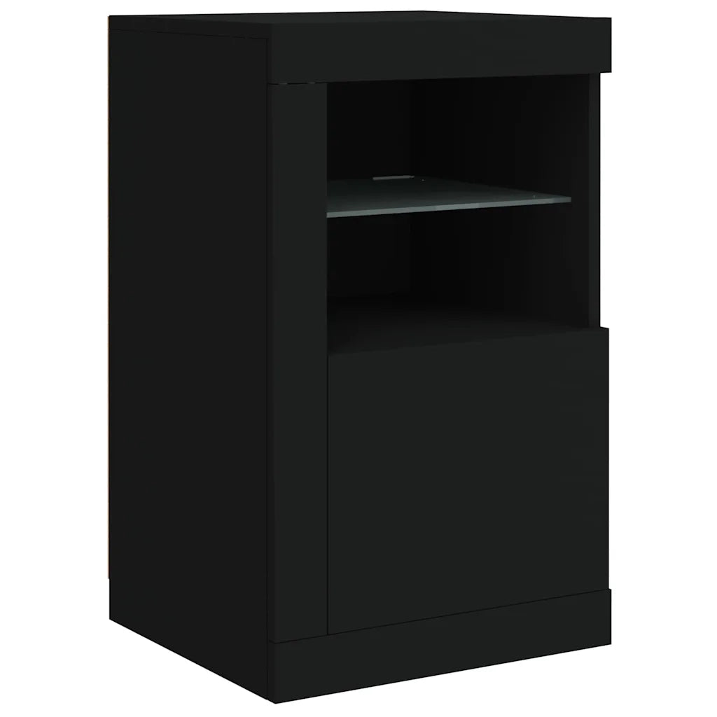 Credenza con Luci LED-Buffet-Armadio da cucina Nera 123x37x67 cm