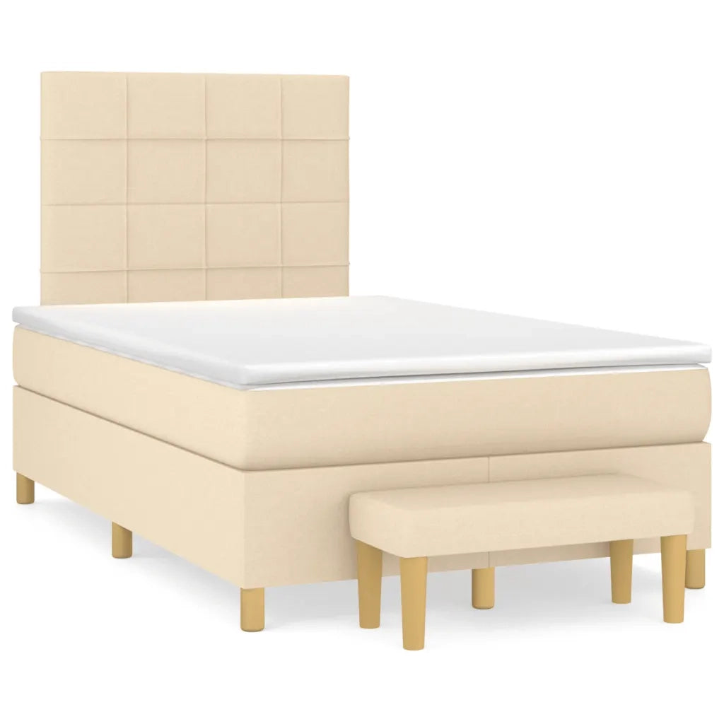 Giroletto a Molle con Materasso Crema 120x200 cm in Tessuto