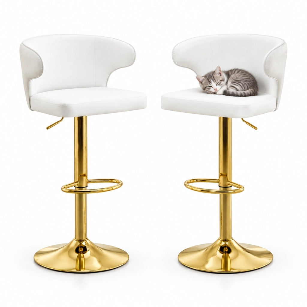 Sgabello da bar 85-110 cm bianco in PU, altezza regolabile e girevole