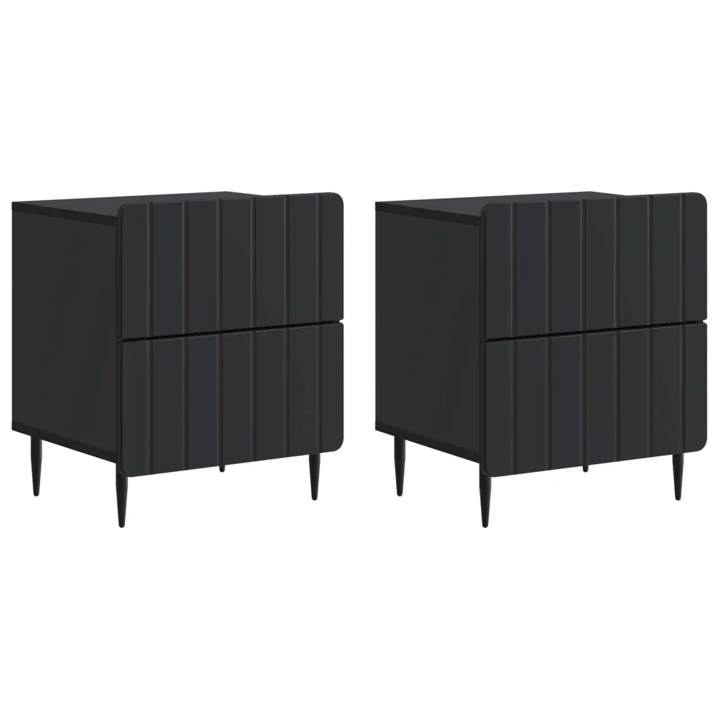 Armadio da Notte con cassetto 2 pcs Nero 43 x 34,5 x 49,5 cm