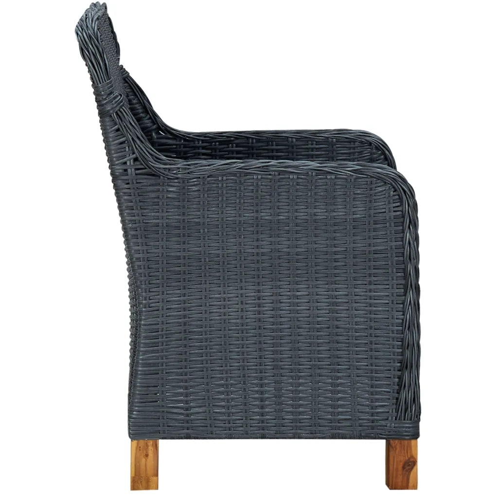 Set da Pranzo da Giardino 9pz e Cuscini Polyrattan Grigio Scuro cod mxl 41892