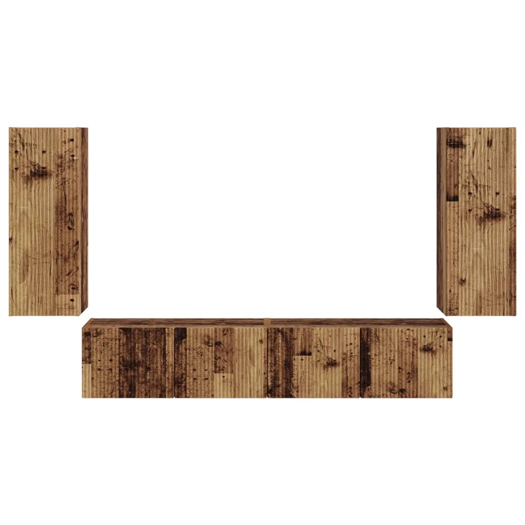 Set di Mobiletto da TV a Parete 4 pcs Legno vecchio