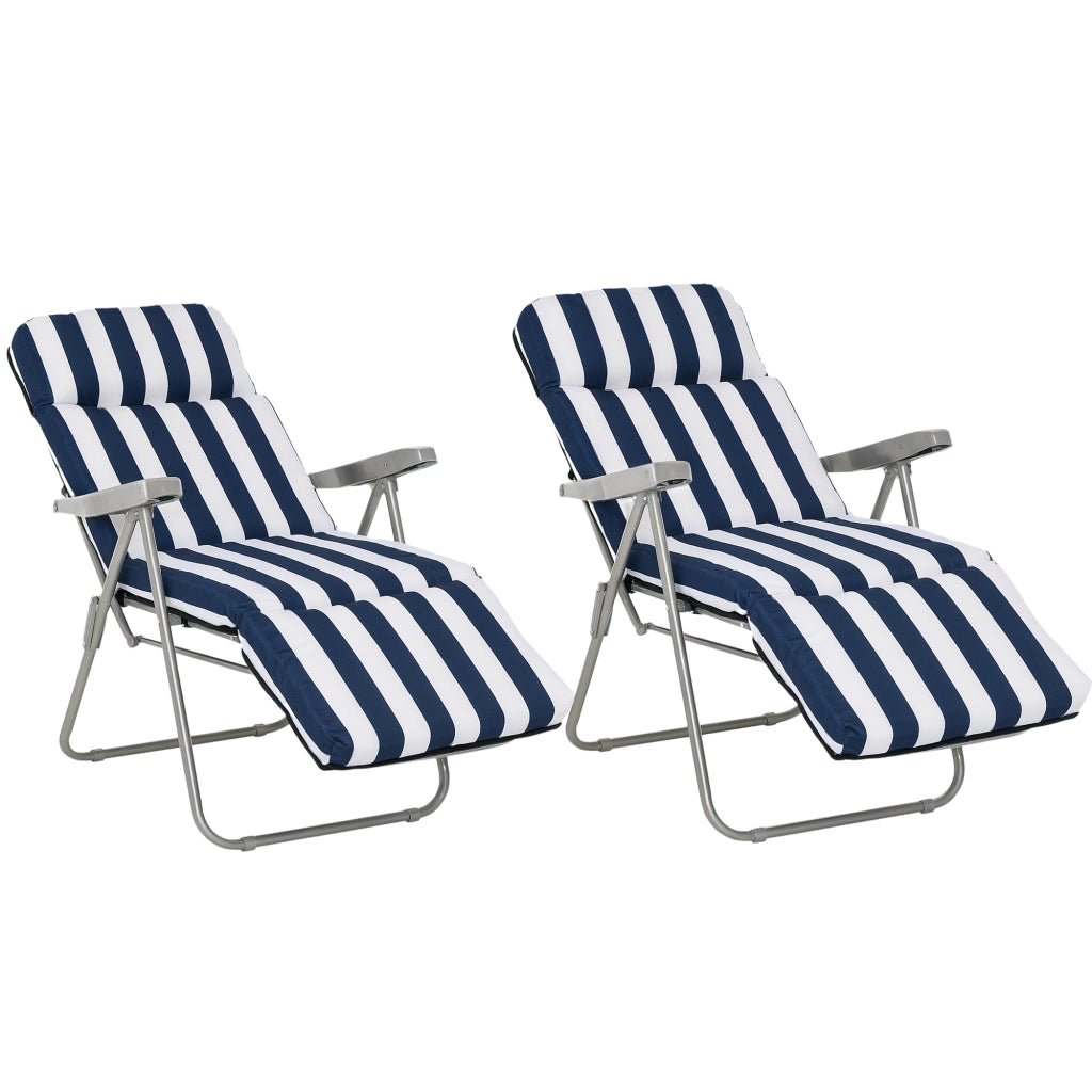Sedia da giardino pieghevole con braccioli - Xylo - Set 2 pezzi blu 5 posizioni con cuscini