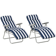 Sedia da giardino pieghevole con braccioli - Xylo - Set 2 pezzi blu 5 posizioni con cuscini