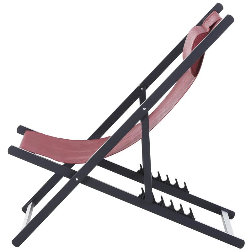 SET 2 SEDIE SDRAIO PIEGHEVOLI IN ALLUMINIO E TEXILENE ROSSO