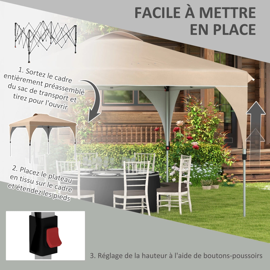 Gazebo da Giardino Pieghevole 3x3 m ¨C zephmum ¨C Grigio con Sacchetto Trasporto