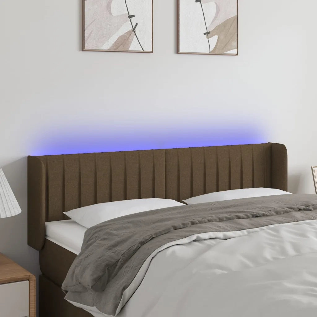 Testiera | Testata a LED Marrone Scuro 147x16x78/88 cm in Tessuto