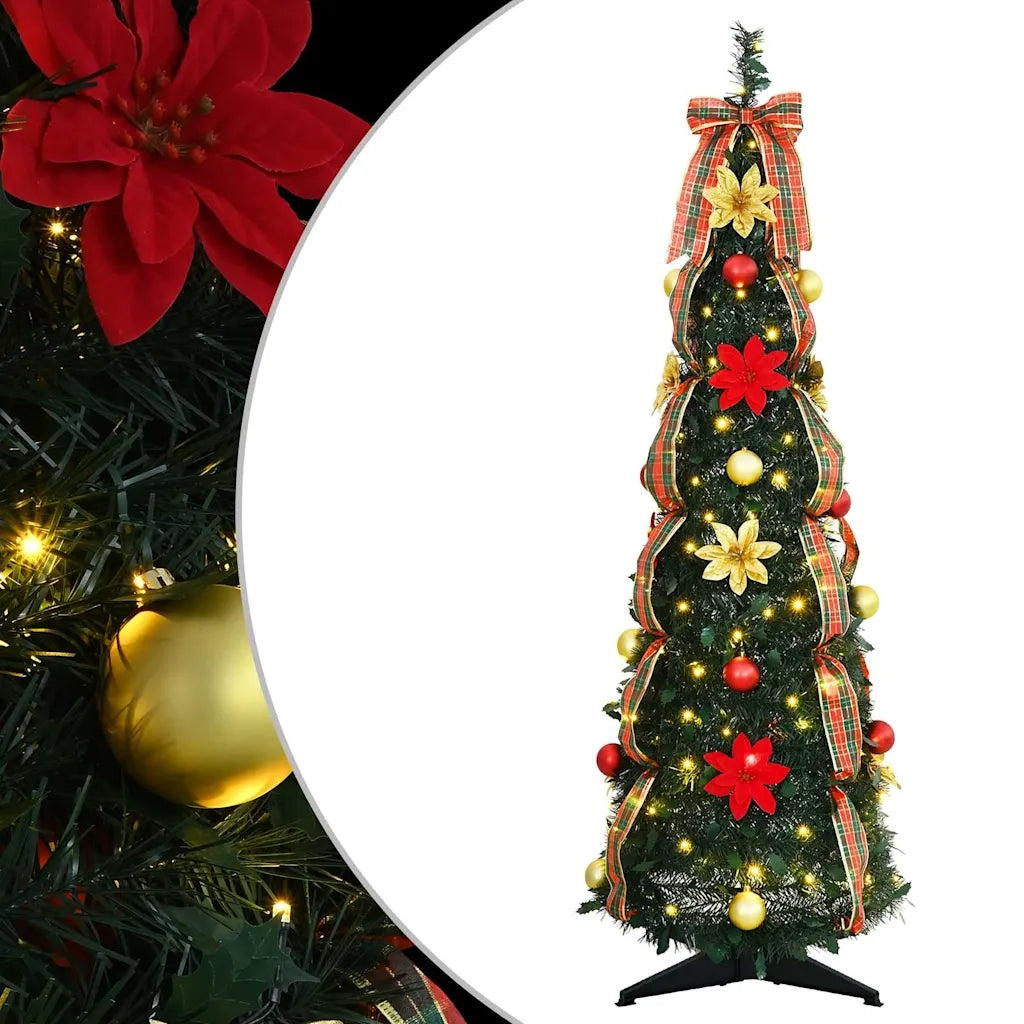 Albero di Natale Artificiale-Albero Natalizio con 50 LED Verde 120 cm PVC