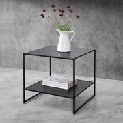Tavolino Basso da Caffè Salsnes in Metallo con Ripiano 51x53x51 cm - Nero Opaco [en.casa]