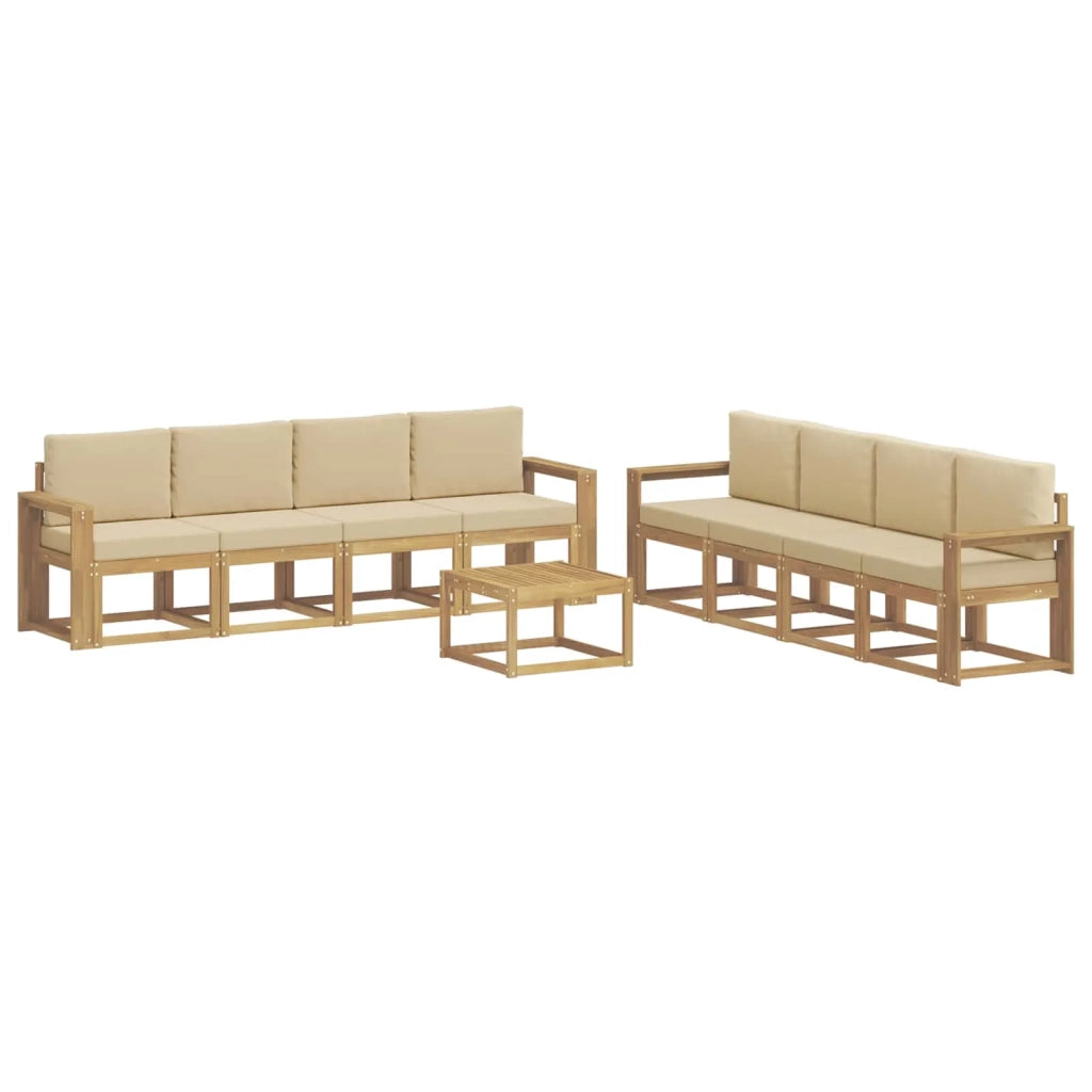 Set di divani da esterno 9 pz Bianco e Beige 3387427