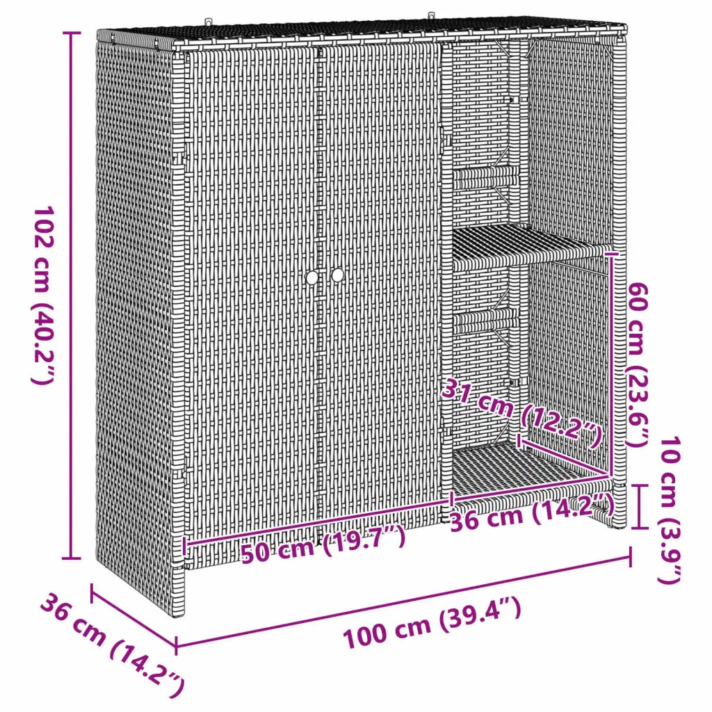 Armadio con lo scaffale Grigio 100 x 36 x 102 cm Rattan CFW3070772
