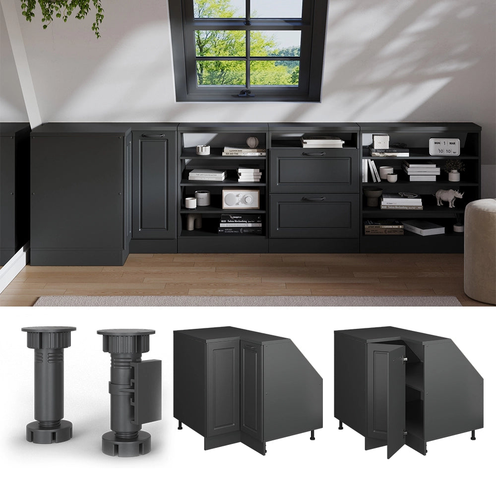 Mobile sottotetto Mobile angolare Rion Antracite rustico/Antracite 75.6 x 83.8 cm con 1 porta, carcassa dell’armadio profondità 60 cm Vicco