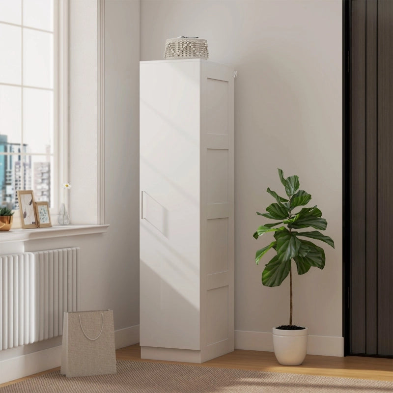Armadio multiuso con barra appendiabiti, ripiano e porta con chiusura soft-close 40 x 52 x 180 cm bianco