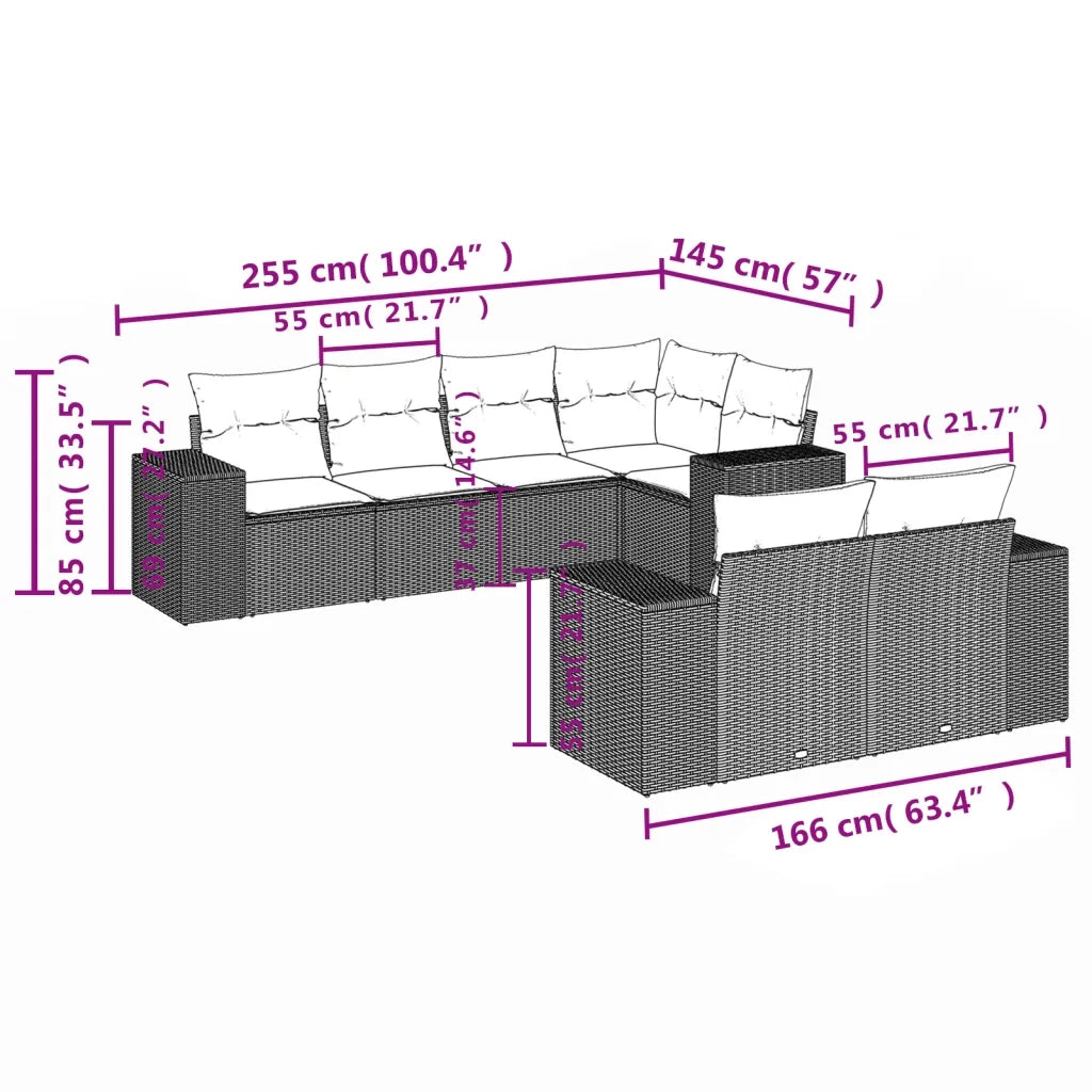 Set Divani da Giardino con Cuscini 7pz Nero Polyrattan 3222805