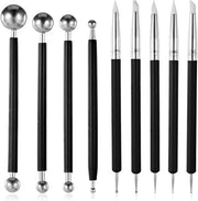 Kit di utensili per modellare 9 pezzi - Utensili per modellare - Utensili per ceramisti - Set di spazzole in silicone - Progettazione ergonomico - Precisione e controllo