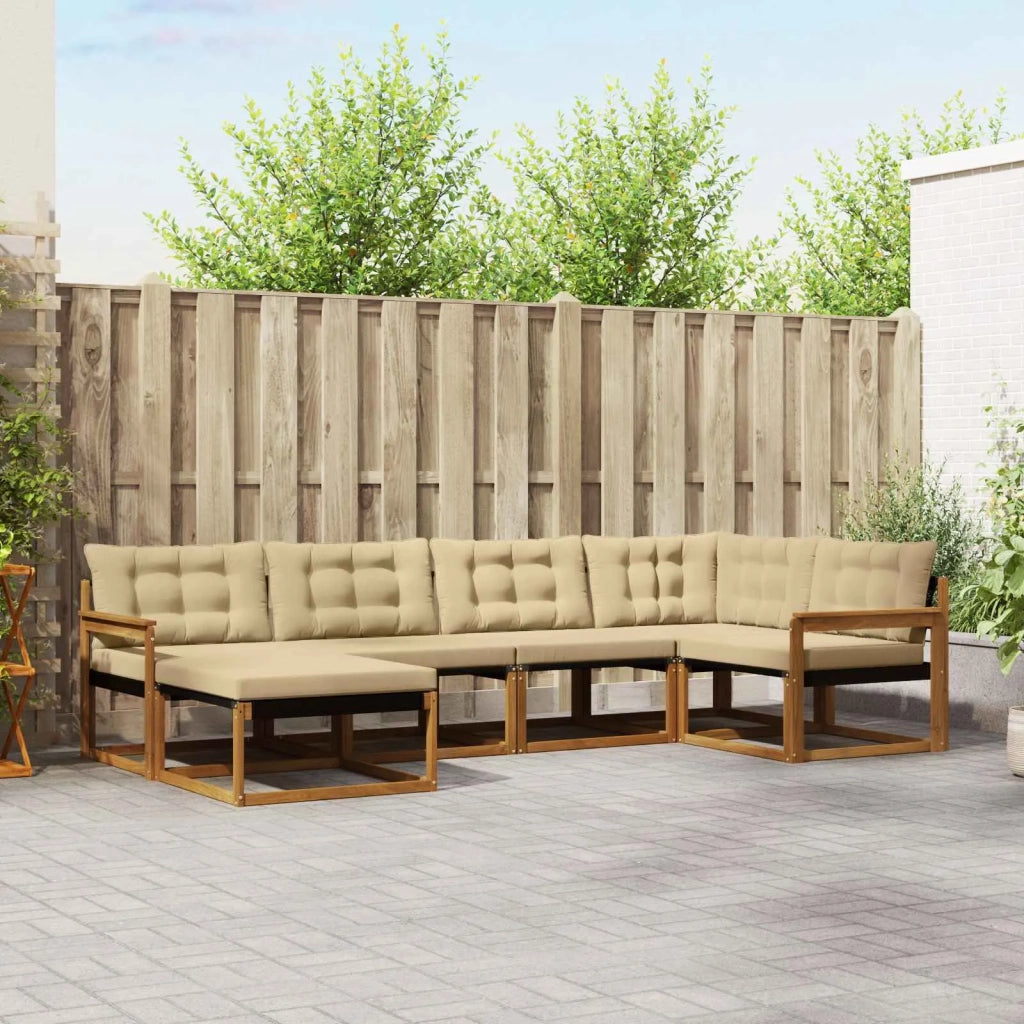Set di divani da esterno con cuscino 6 pcs Naturale e Beige