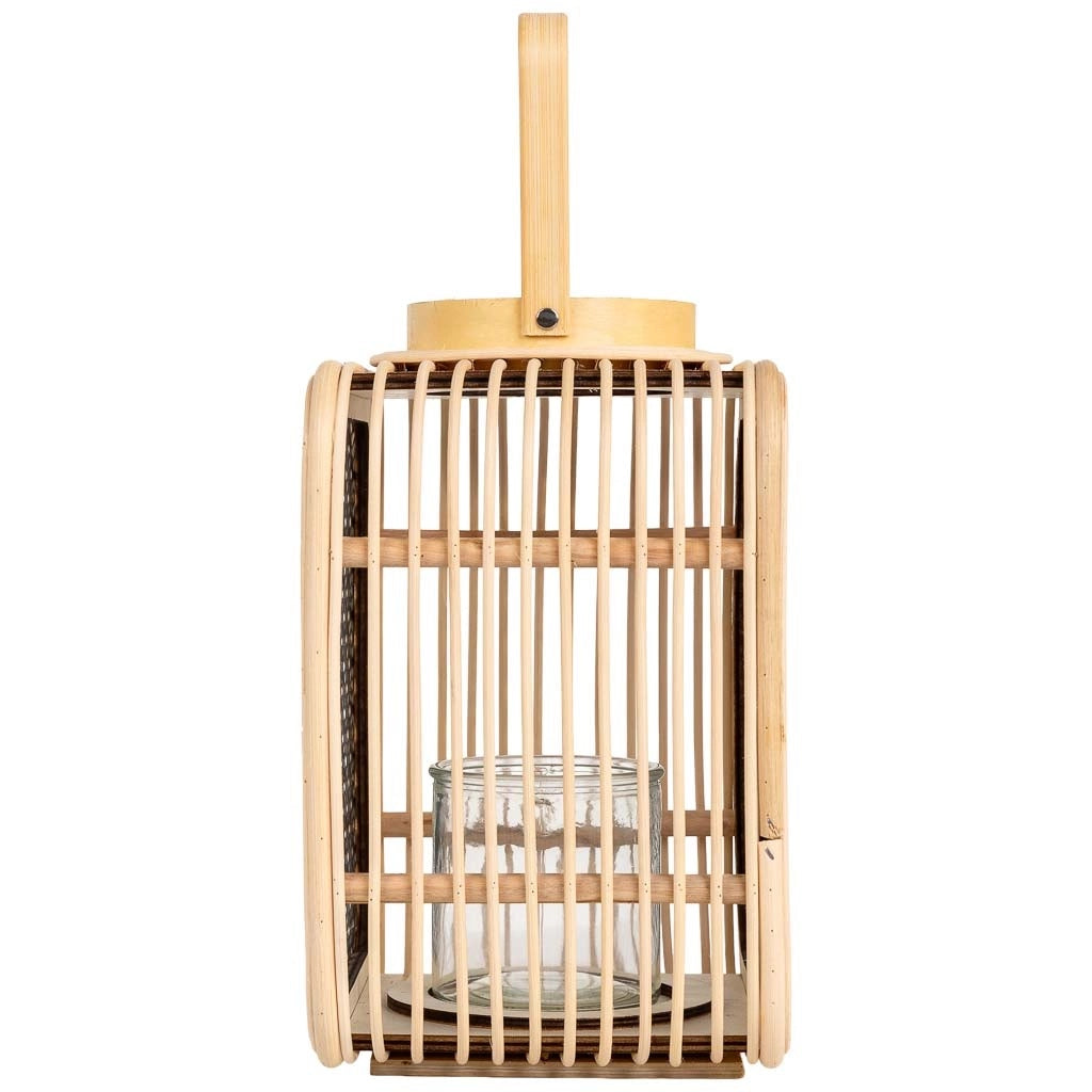 Lanterna in rattan e metallo con vetro, 24,5x19x28/31,5/41,5H cm