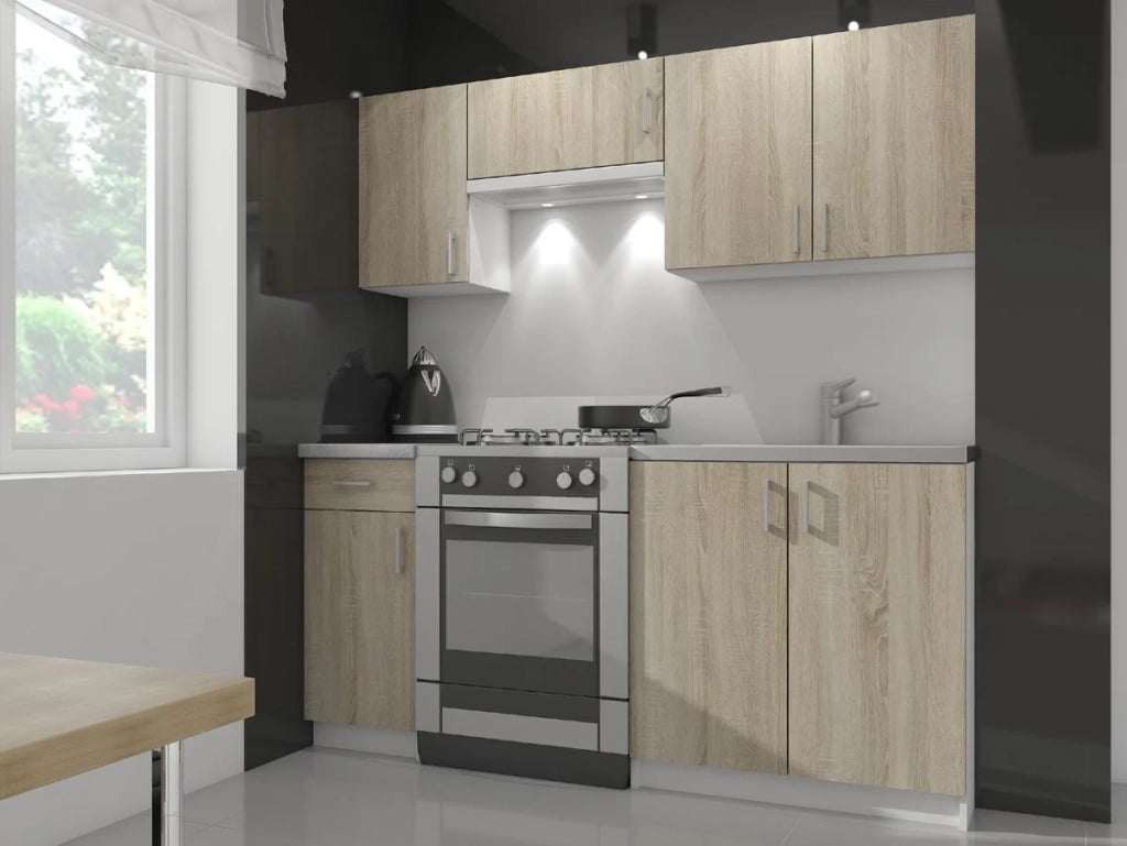 Mobile da cucina pensile sistema AKORD LIMA Bianco 80 cm 2 ante inserto frontale Sonoma Quercia 80x30,5x72 cm