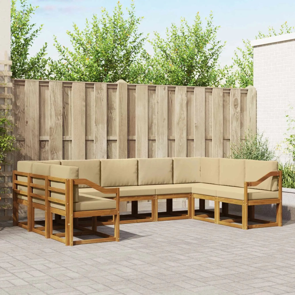 Set di divani da esterno con cuscino 9 pcs Naturale e Beige