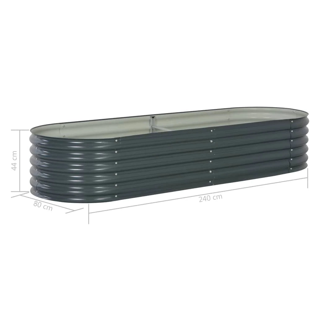 Fioriera rialzata per piante e fiori giardino 240 x 80 x 44 cm acciaio zincato grigio 02_0001021