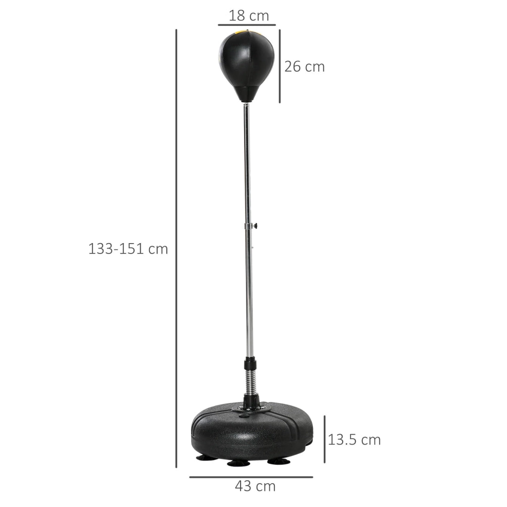 Punching Ball Sacco Boxe 45x45x133-151 cm da Terra con Guanti Nero