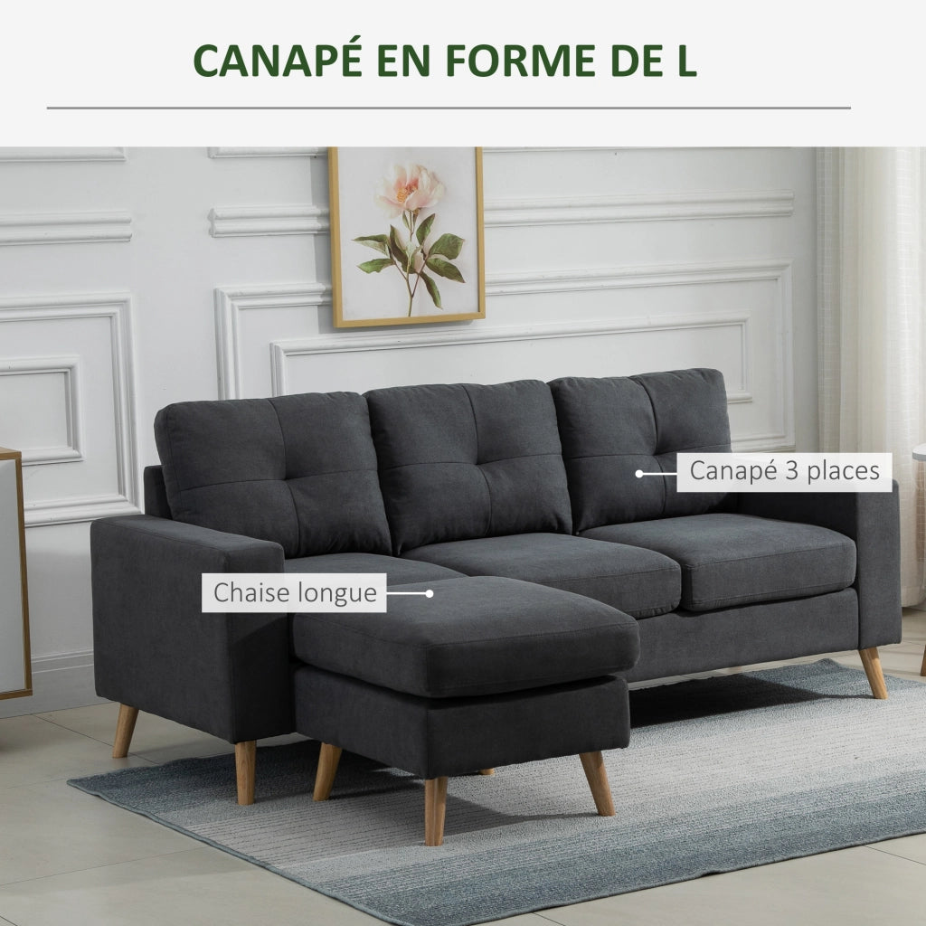 Divano 3 Posti Tessuto Grigio ¨C Zephmum ¨C 193x136x85