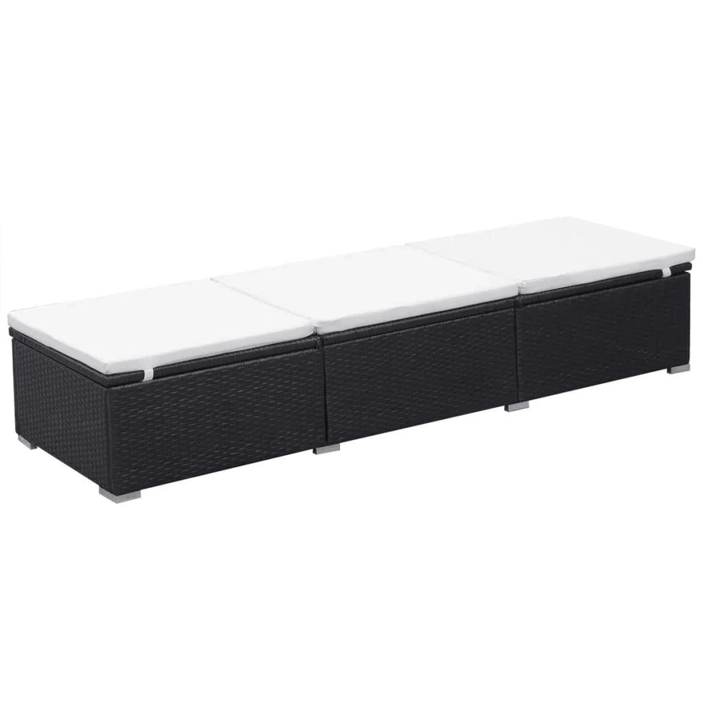 Set di 2 lettini prendisole sedie a sdraio lettini prendisole aiuole da giardino mobili da giardino mobili da esterno con cuscini resina intrecciata nera 02_0012157