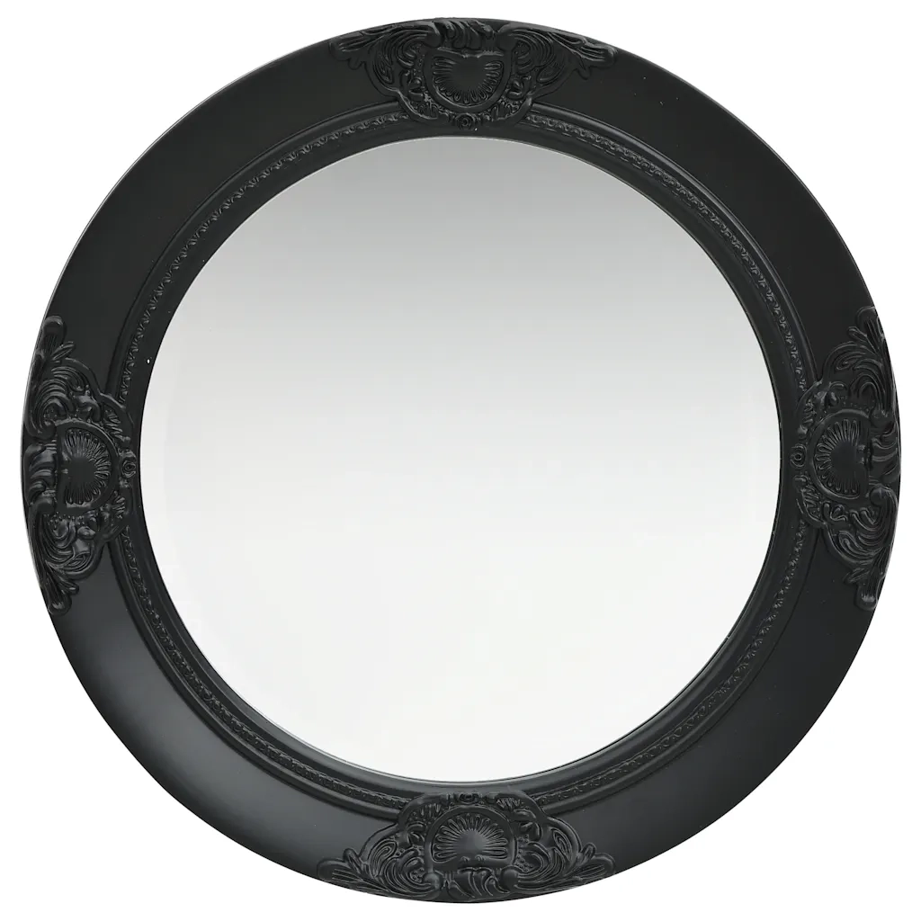 Specchio da Parete Stile Barocco-Specchio a Muro-Specchio Decorativo 50 cm Nero