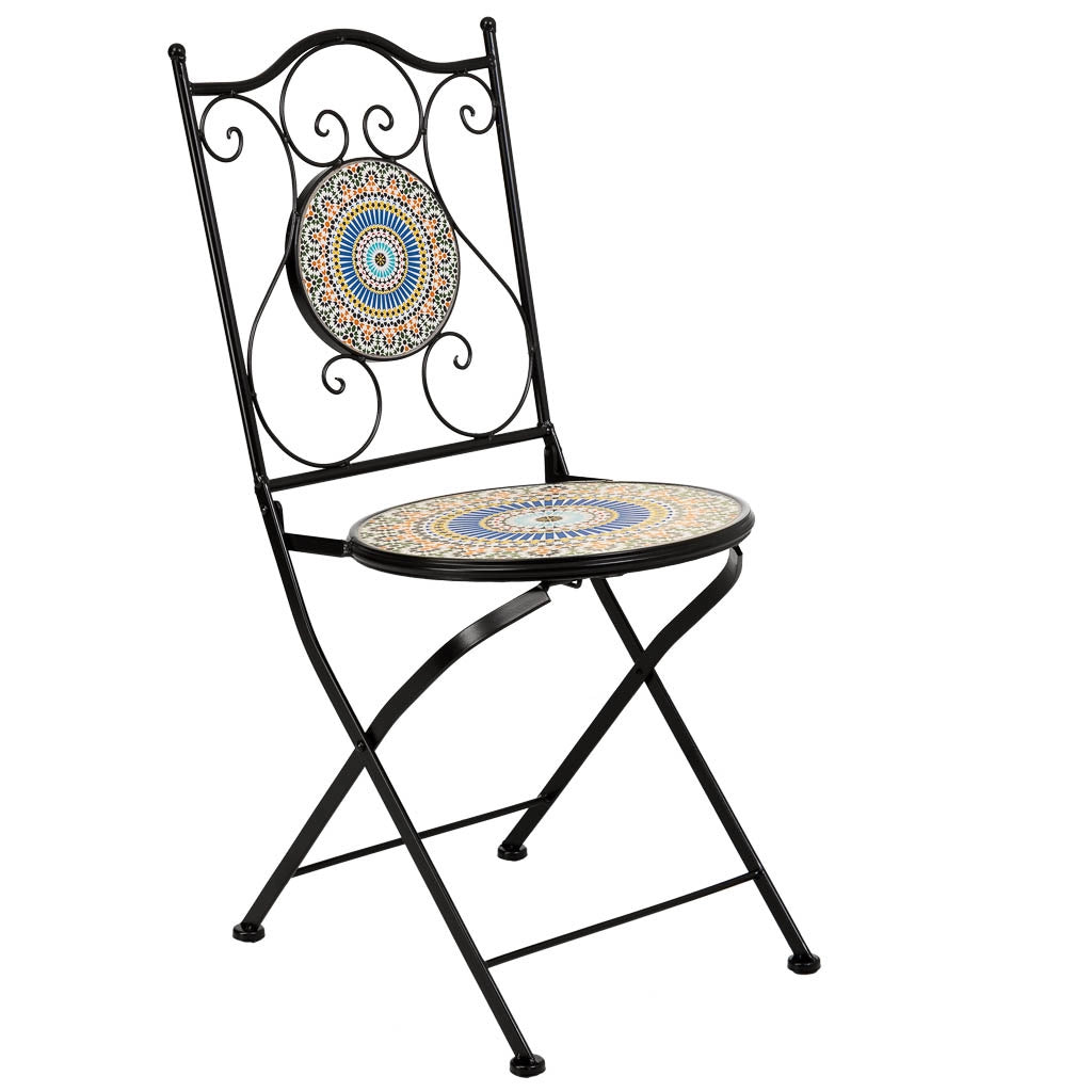Set tavolo e due sedie in mosaico Arancione e ferro battuto