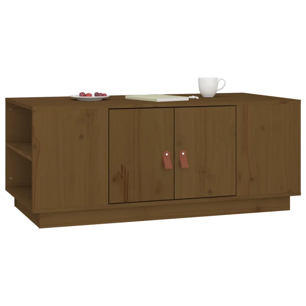 Tavolino da Salotto ambra 100x50x41cm in Legno Massello di Pino 818258