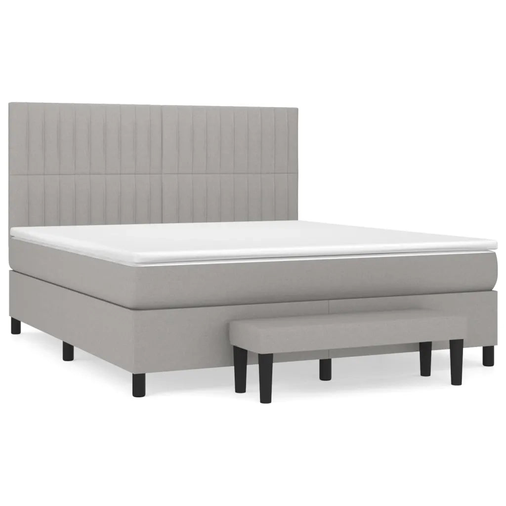 Giroletto a Molle con Materasso Grigio Chiaro180x200 cm Tessuto